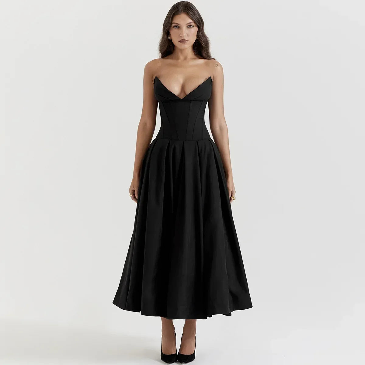 Suninheart Black Elegant Strapless Corset Dress – DMI Store