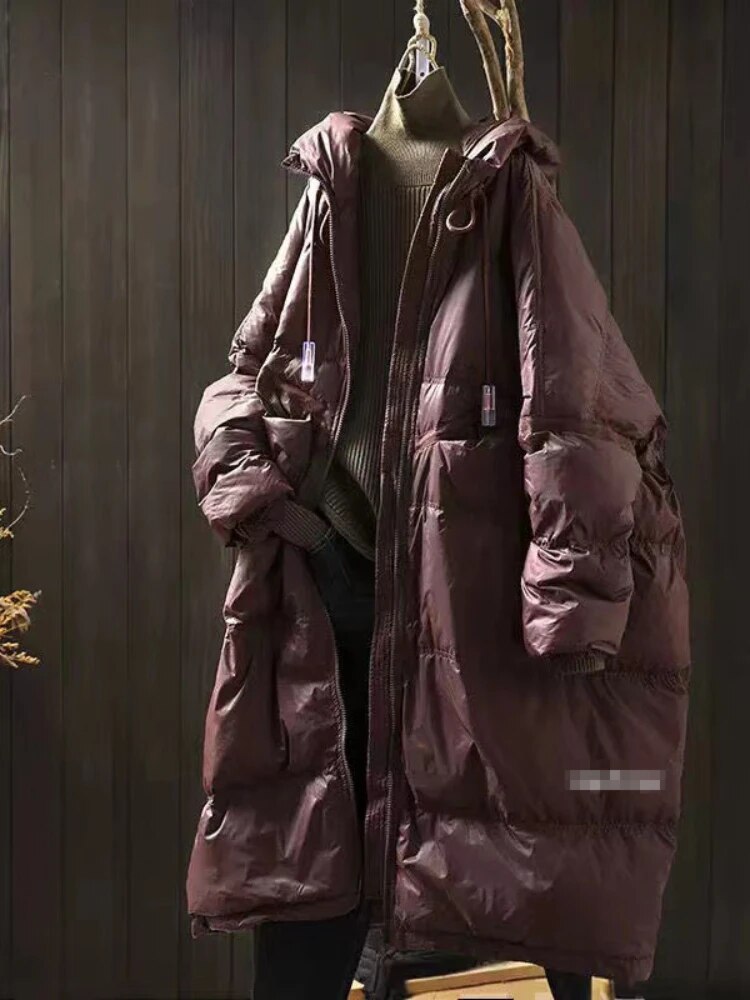 New Winter Women Oversized Thick Warm, Hooded Long Puffer Jacket Loose Parkas Jacket for women.