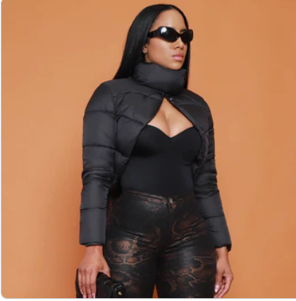 Trending 2023 New Arrivals Cut Out Solid Color High Neck Cotton Lined Vestes Warm Clothes for Women