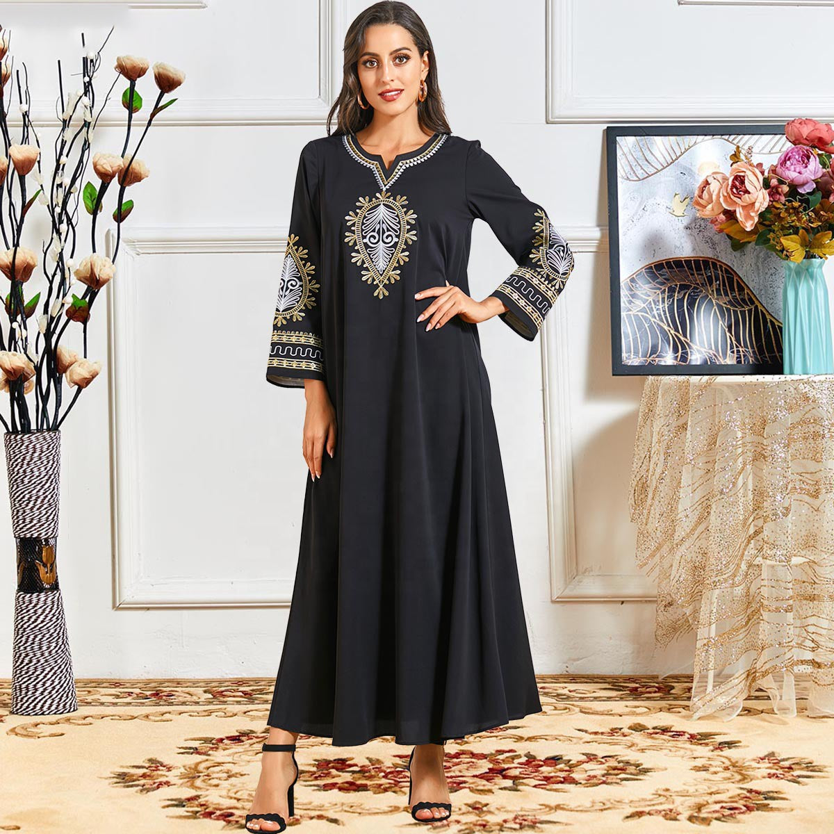 Muslim Women Dresses Dubai Kaftan Long Abaya Dress Muslim Women Dresses Dubai Kaftan Long Abaya Dress