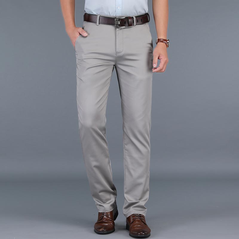 High Quality Cotton Pants Straight Long Classic Business Casual Trousers for men