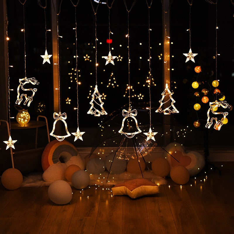 String Light Fairy Curtain Lights for Christmas and new year Holiday Decorations