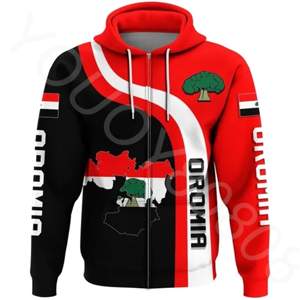 New Autumn Winter Men's Sweater 3D Oromia Flag Printed Hoodied Loose jumper for Men