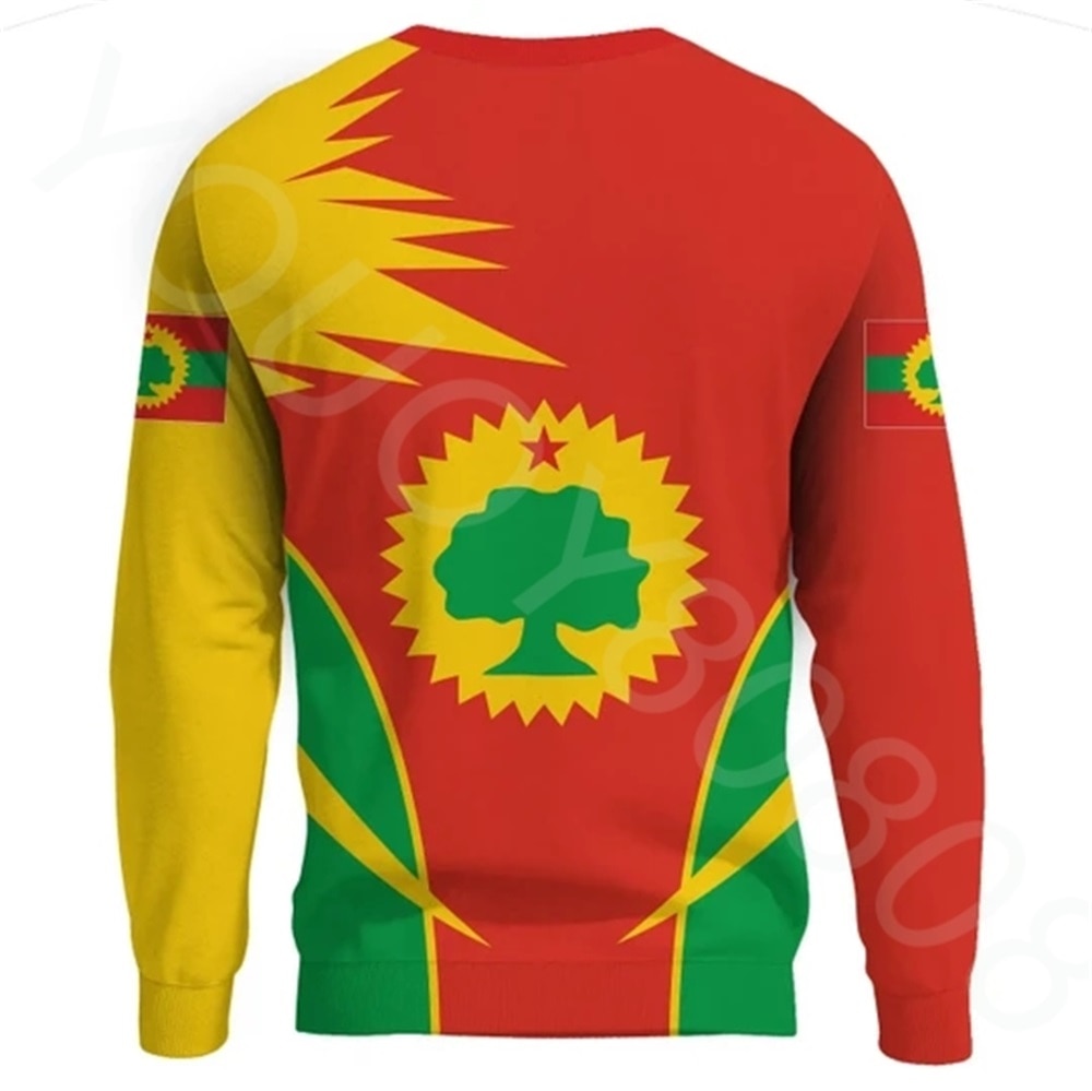 New African Region Oromo Flag printed Round Neck Sweater for Sports and Leisure
