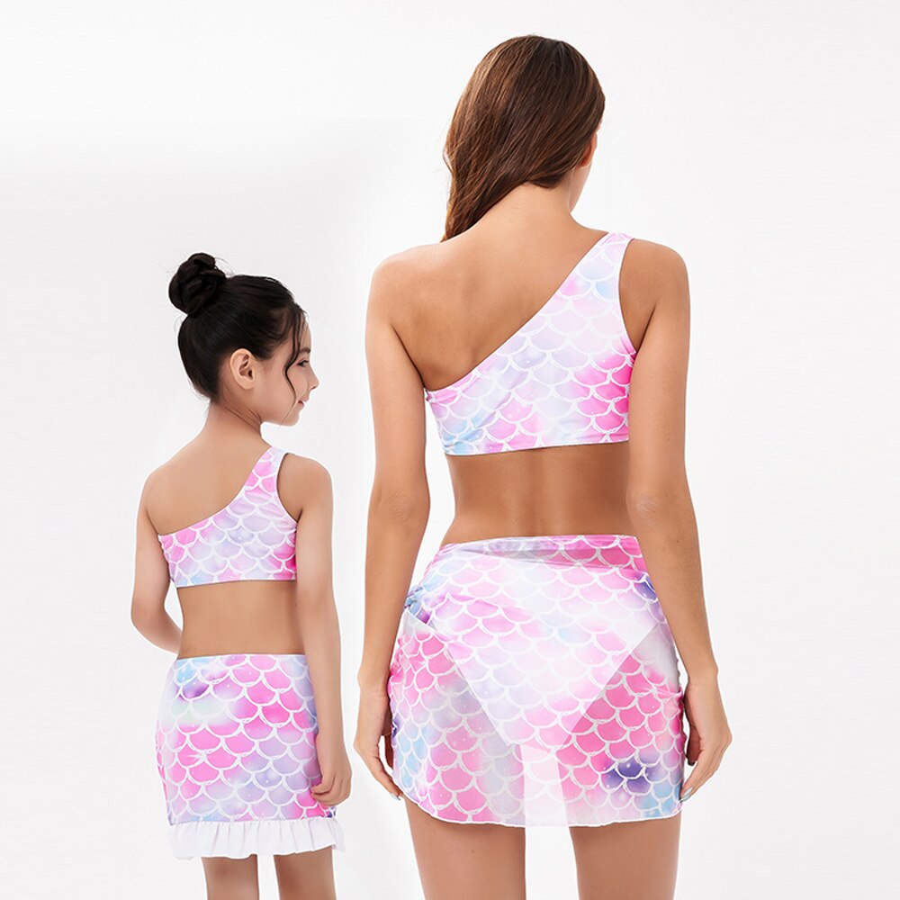 Mommy and Me Swimsuit 2022 Summer Mother Daughter Family Look Bikini Mother Kids Girl Beach Swimwears