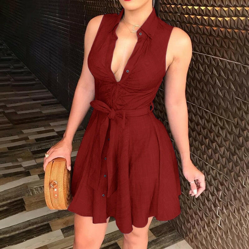 Mini Dress for Women, Empire Waistline, Sleeveless V-neck style dress DMI Store Mini Dress for Women, Empire Waistline, Sleeveless V-neck style dress DMI Store