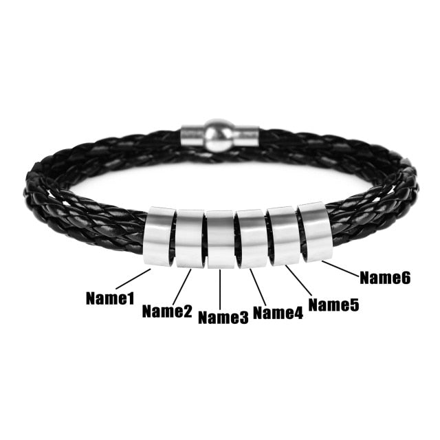 Personalized Men’s Braided Leather Bracelet.