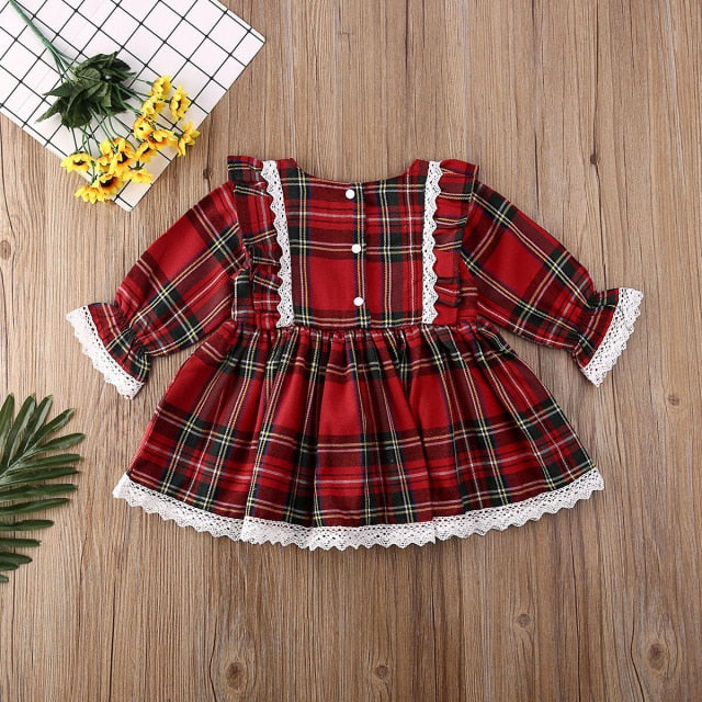 Christmas Dress for Baby Girls Clothes Kids Baby Girl Bowknot Xmas Festival Party Pageant Formal Santa Dress Hair Band Outfit