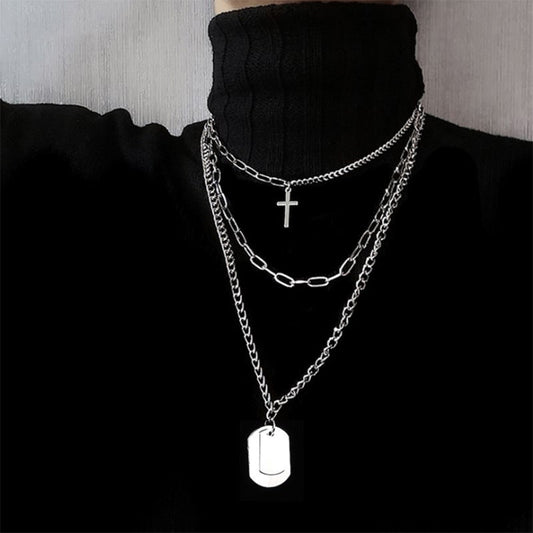 2020 Men Accessories Wear Trendy Men Dark Street Hip Hop Net Red Pendant Female Cross Sweater Chain Cold - DMI Store