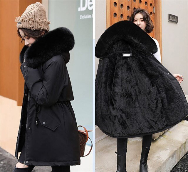 2021 Fox Fur Long Parka Winter New Fashion Solid Color Fur Large Collar Hooded Long Fur Coat Thicken - Digital Merkato International (DMI)