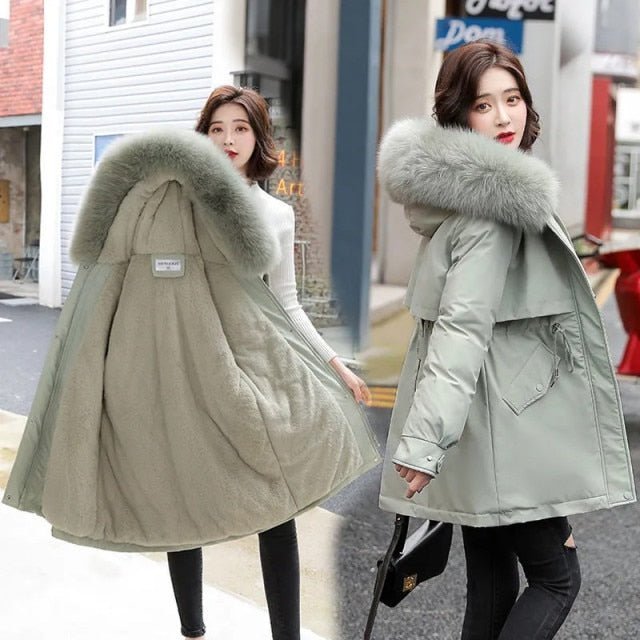 2021 Fox Fur Long Parka Winter New Fashion Solid Color Fur Large Collar Hooded Long Fur Coat Thicken - Digital Merkato International (DMI)