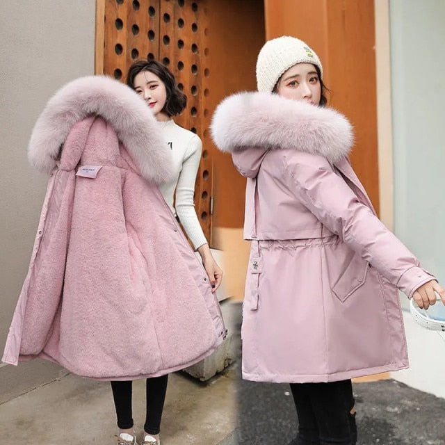 2021 Fox Fur Long Parka Winter New Fashion Solid Color Fur Large Collar Hooded Long Fur Coat Thicken - Digital Merkato International (DMI)