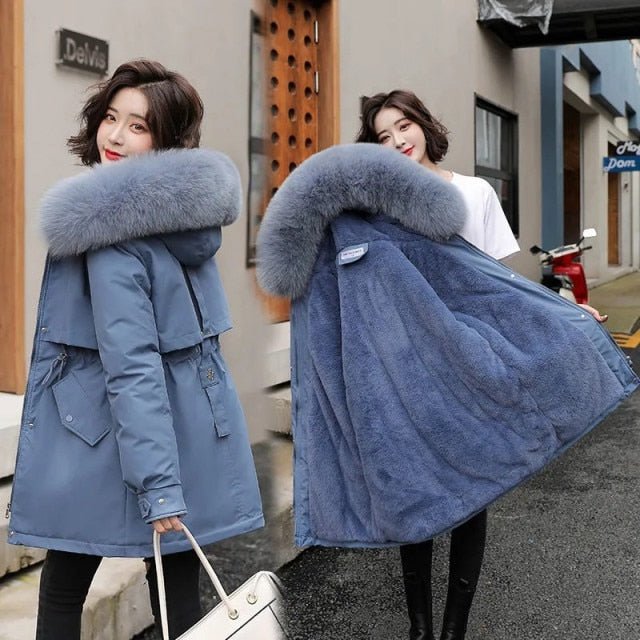 2021 Fox Fur Long Parka Winter New Fashion Solid Color Fur Large Collar Hooded Long Fur Coat Thicken - Digital Merkato International (DMI)