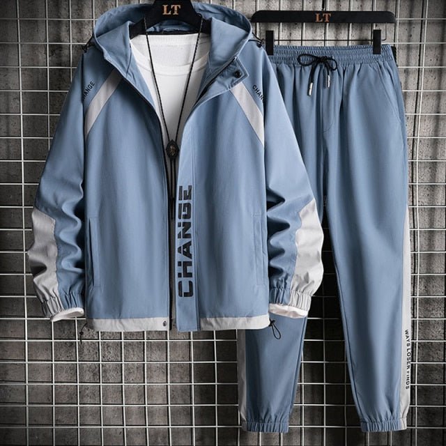 2021 Korean Style Men&#39;s Sets Clothes Fashion Patchwork Hip Hop Streetwear Hooded Tracksuit Male Casual Jogging Sweat Suits - DMI Store