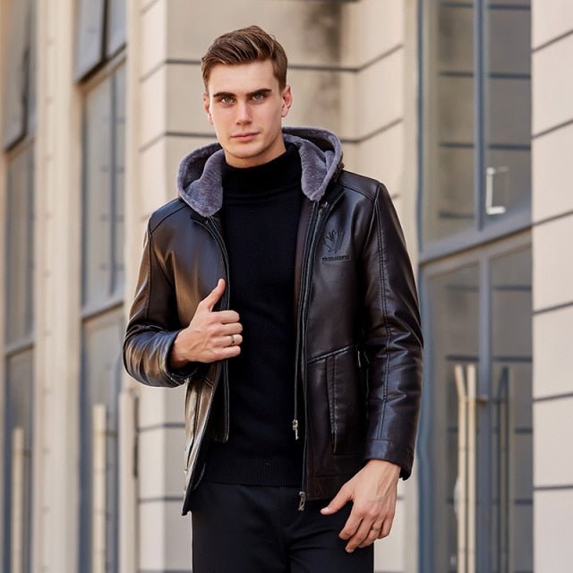 2021 New Men Leather Jacket Winter Fleece Men Soft PU Leather Jacket &amp; Suit Business Casual Coats Male Jaqueta Masculinas Couro - DMI Store