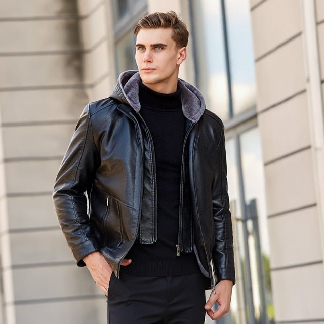 2021 New Men Leather Jacket Winter Fleece Men Soft PU Leather Jacket &amp; Suit Business Casual Coats Male Jaqueta Masculinas Couro - DMI Store