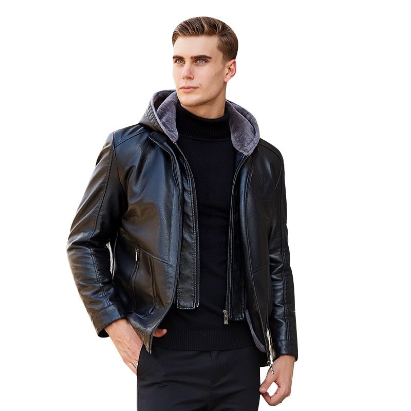 2021 New Men Leather Jacket Winter Fleece Men Soft PU Leather Jacket &amp; Suit Business Casual Coats Male Jaqueta Masculinas Couro - DMI Store