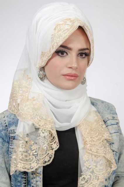 2021 New Season Turkey Wedding Stylish White Muslim Hijab Flowy Lace Hat Shawl Evening Dress Hijab Islamic Luxury Fashion Stylish And Elegant Design Trend Products For Women - DMI Store