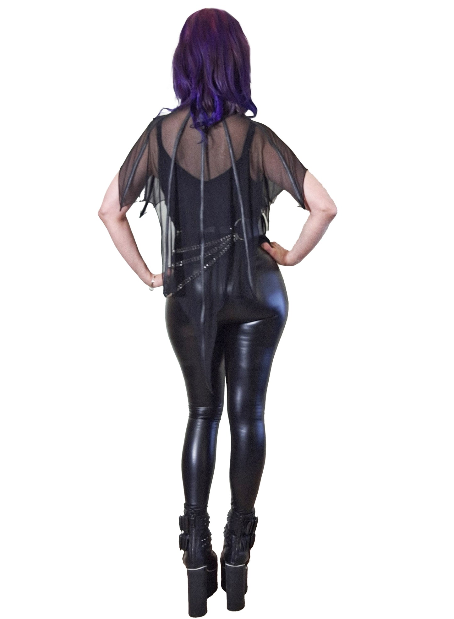 Necessary Evil Leutogi Mesh Bat Wing Effect Poncho Top