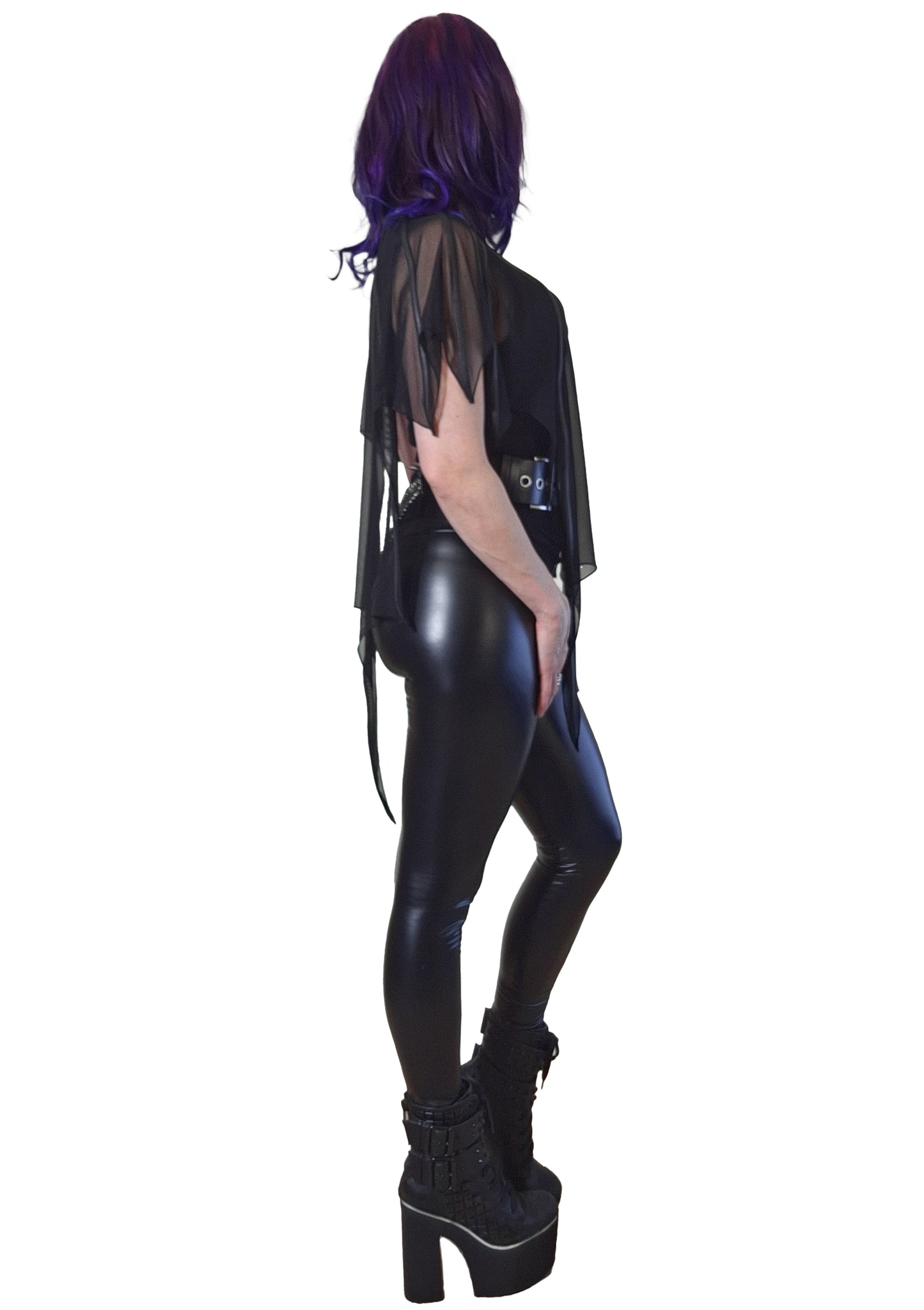 Necessary Evil Leutogi Mesh Bat Wing Effect Poncho Top