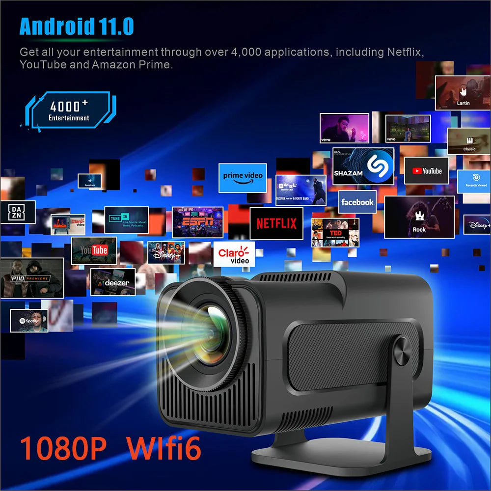 Projector 4k hy320 Android 11 Native 1080P Dual Wifi6 BT5.0 Home Cinema & Outdoor Portable Projector