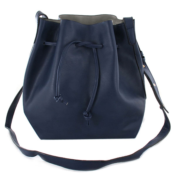 LEATHER DRAWSTRING CROSSBODY BUCKET BAG