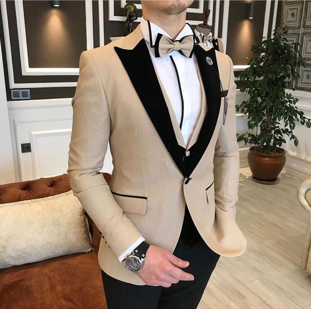 Custom Made 3-Pieces  Blazer Casual Business Gentlemen Groom Suits For Men Wedding Best Man