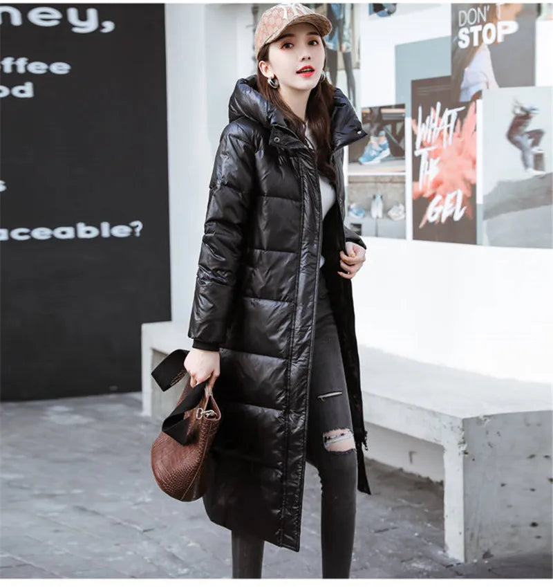 Women's Winter Down Cotton Jackets Long Parkas Slim Hooded Warm  Overcoats