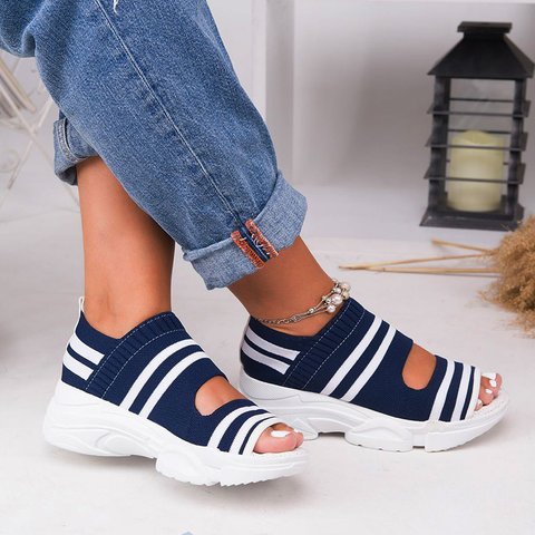 Women's sandals  summer shoes knitting breathable sandals wedges platform comfortable shoes