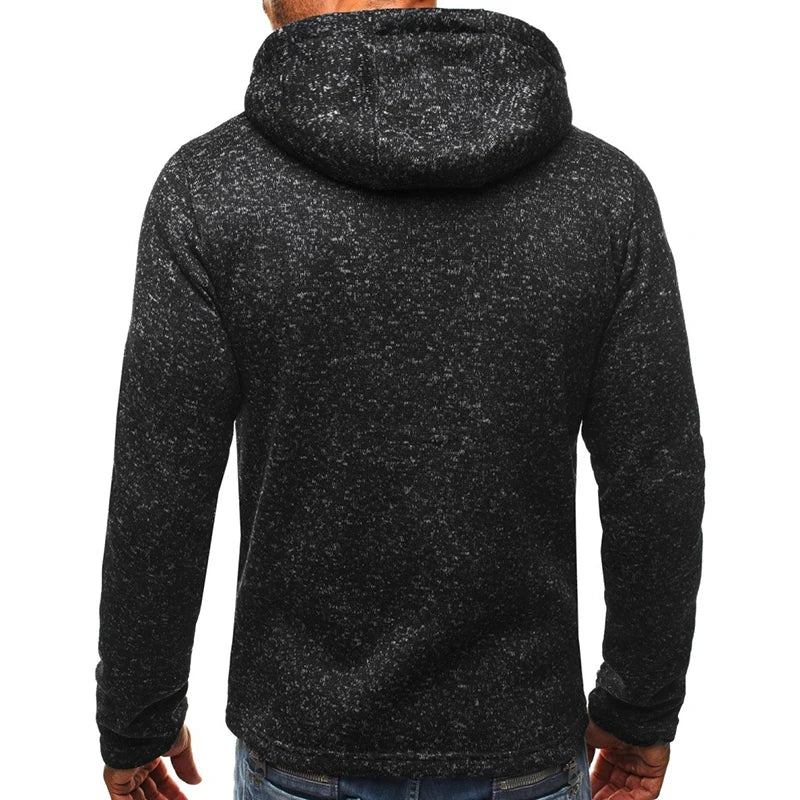 Men's Full Zip Hoodie Solid Color Hooded Daily Fitness Basic Thin Fleece  Long Sleeve Sweatshirts