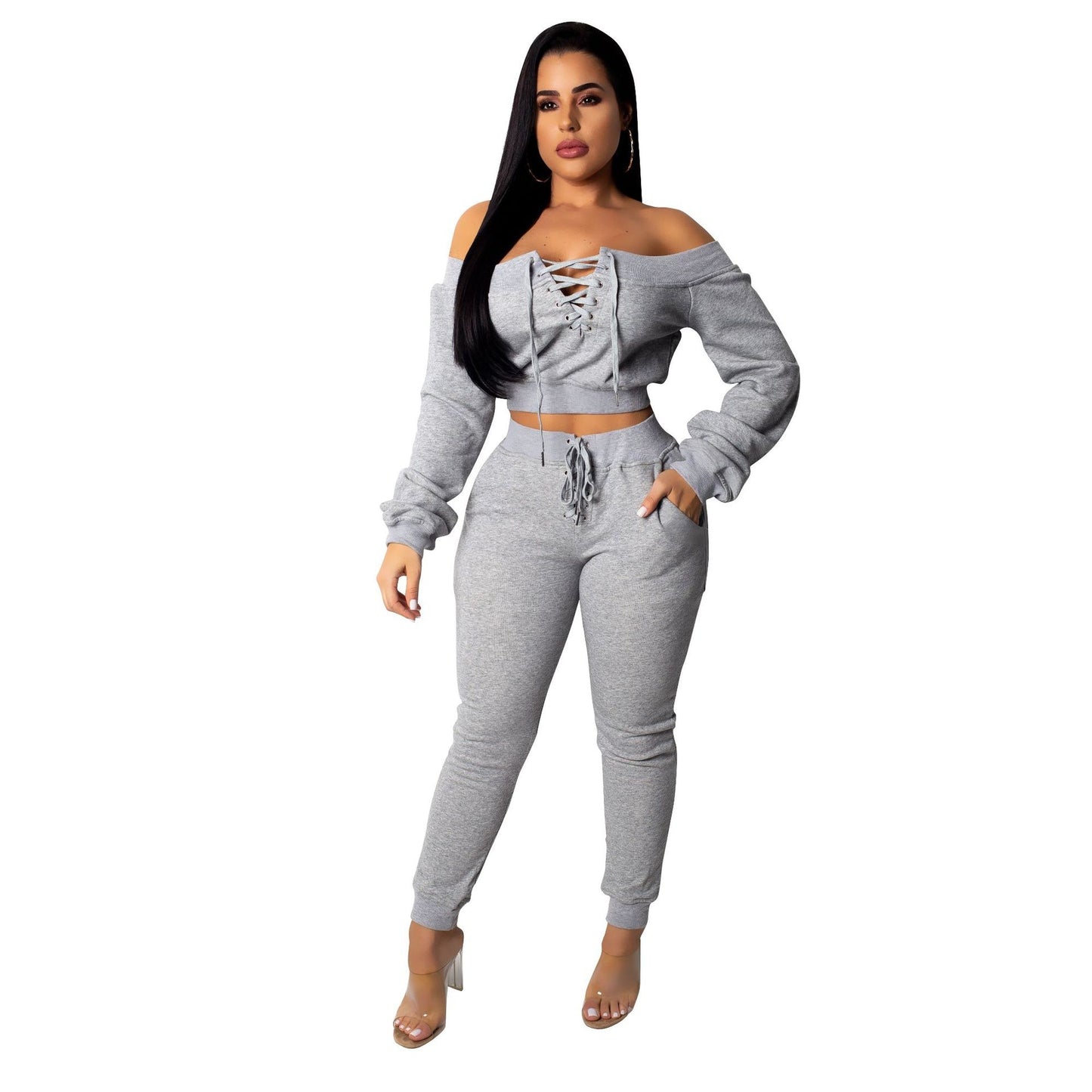 Elegant Tracksuits  two piece set long sleeve pants set for  women