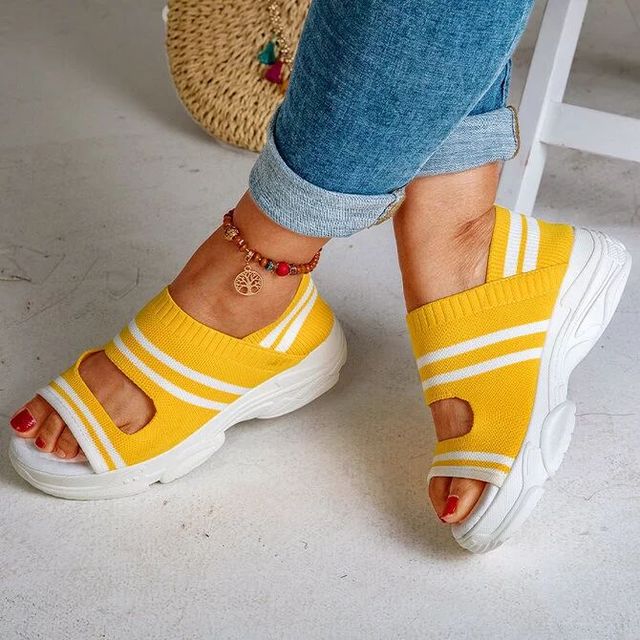 Women's sandals  summer shoes knitting breathable sandals wedges platform comfortable shoes