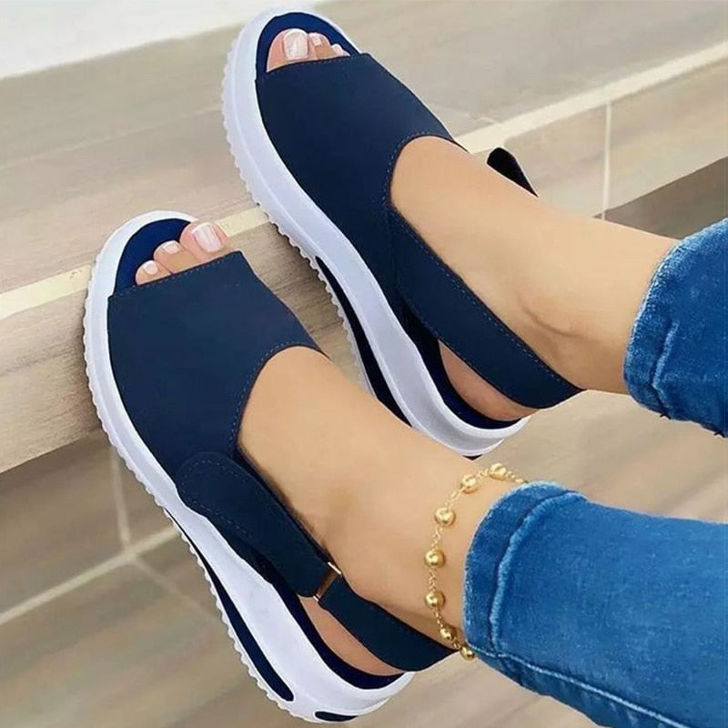 Women  Heels Sandals Peep Top Summer Shoes  Soft Wedges Casual Footwear for Ladies