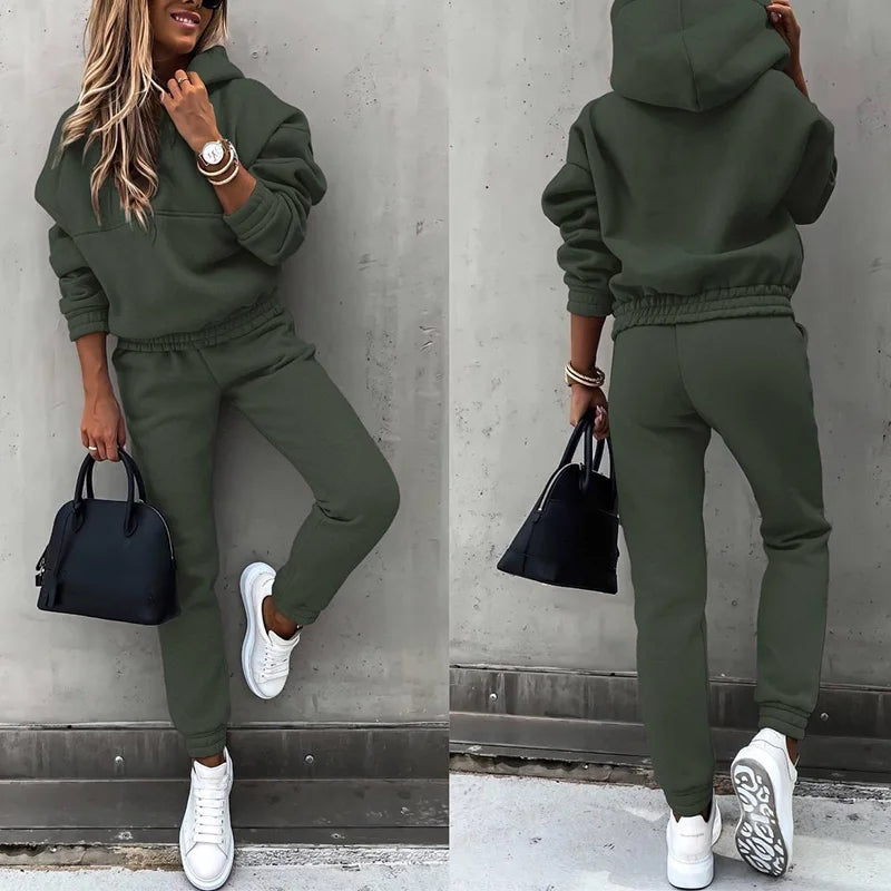 Women 2 Pieces Set Tracksuit  Hoodie Sweatshirt and Sweatpants Casual Outfit