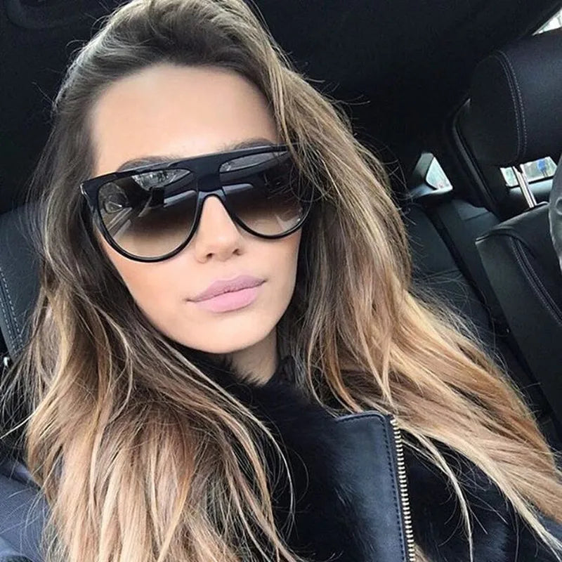 New Fashion Sunglasses Women's Vintage Oversized Square  Luxury Black Shades Sunglasses