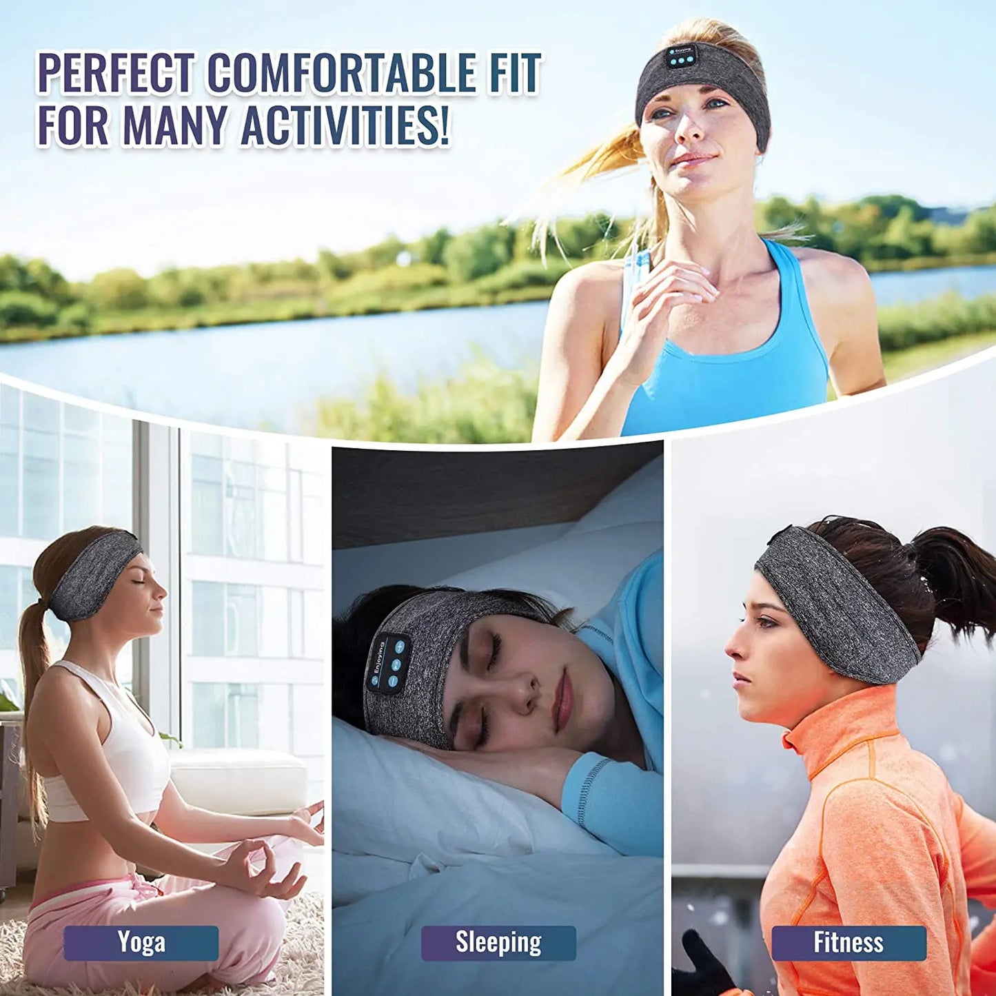 Thin Summer Sleep Headphones Bluetooth Mask Wireless Sports Headband with Speakers