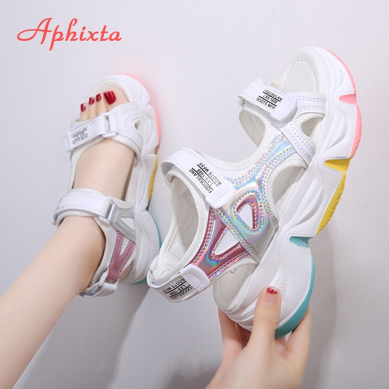 Wedge Heels Women's Sandals Rainbow Sole Design  Height Increasing Shoes for Women