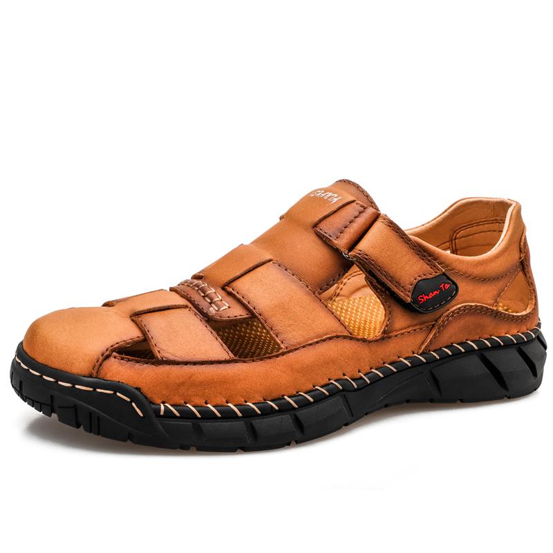 Classic Men's Sandals Summer Genuine Leather  Lightweight Sandal Fashion  Slipper