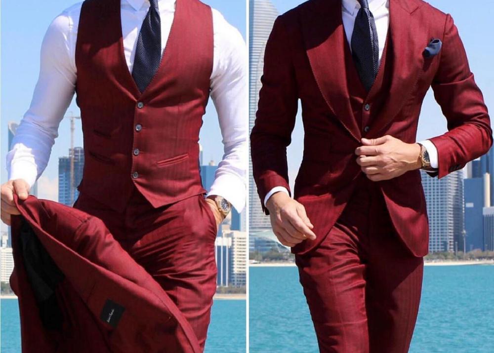 Latest Casual Style 3 Pieces Grey Men Suits Formal Groom Tuxedos Groomsmen Men's Wedding Prom Suits Bridegroom Jacket+Pants+Vest