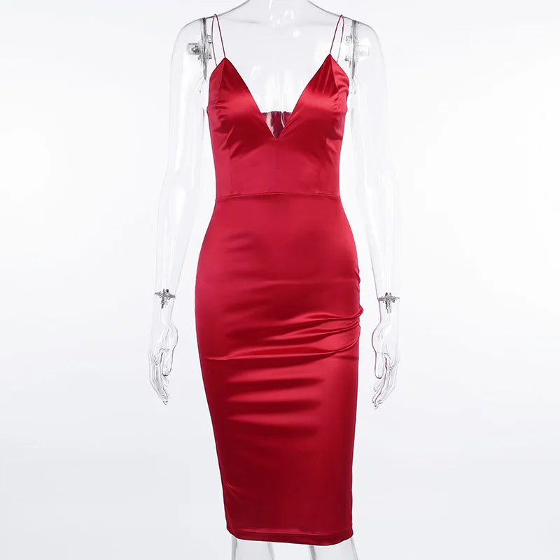 Deep V-Neck Summer  Bodycon, sleeveless,  backless Elegant Party dress for Women