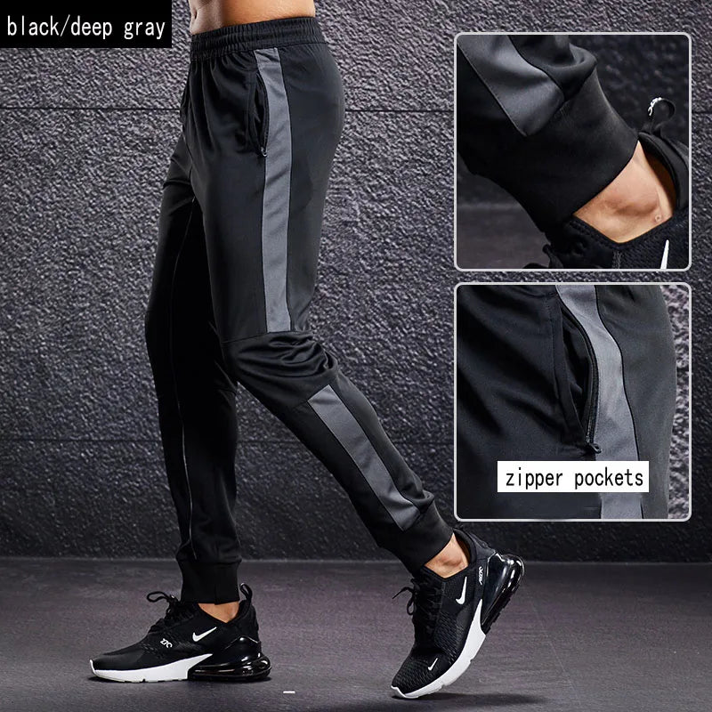 Sport Pants With Zipper Pockets Training Fitness Pants Soccer  For Men