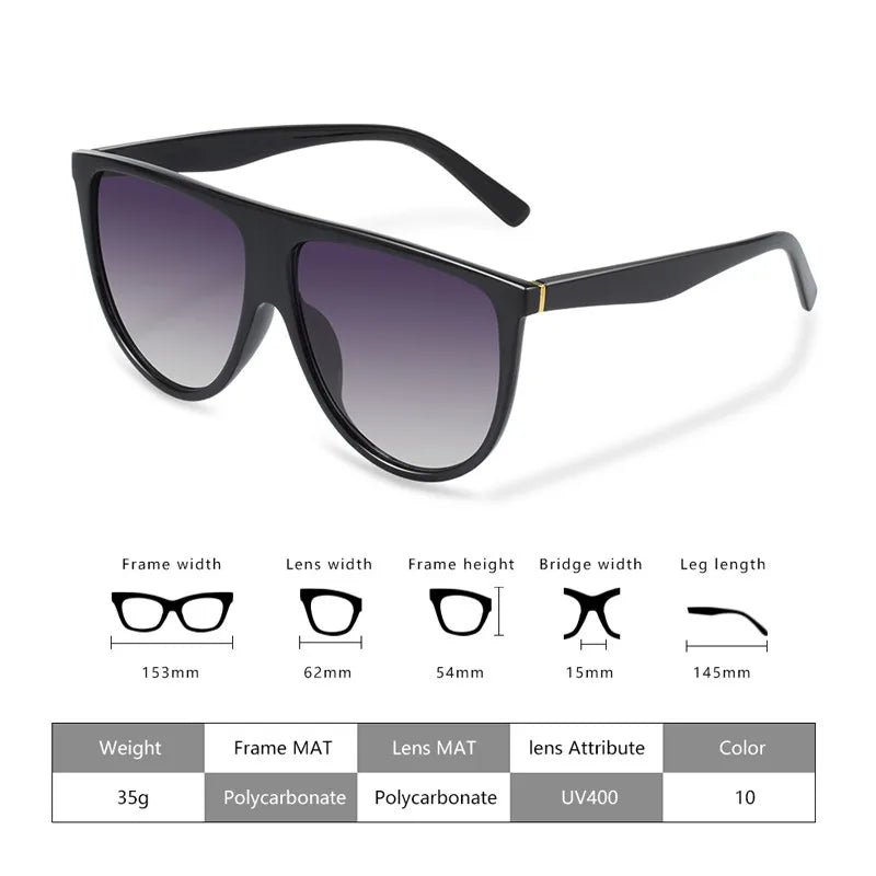 New Fashion Sunglasses Women's Vintage Oversized Square  Luxury Black Shades Sunglasses