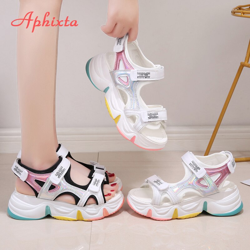 Wedge Heels Women's Sandals Rainbow Sole Design  Height Increasing Shoes for Women