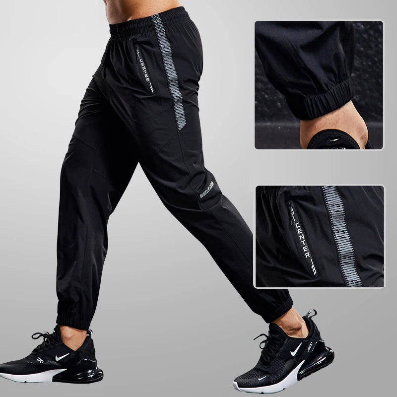 Quick Drying Sport Pants With Zipper & Pockets Fitness Casual Sweatpants