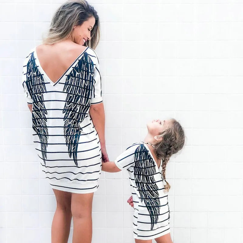 Short Sleeve Striped Dress Summer Family Matching Dresses