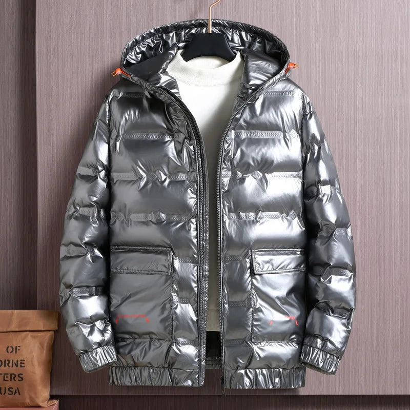 Men's Winter Parka Plus Size Jackets Thickened Warm Hooded Coats  Outerwear Large Size Glossy Jacket