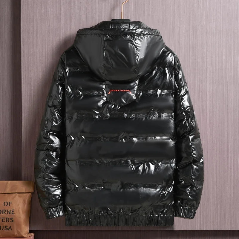 Men's Winter Parka Plus Size Jackets Thickened Warm Hooded Coats  Outerwear Large Size Glossy Jacket