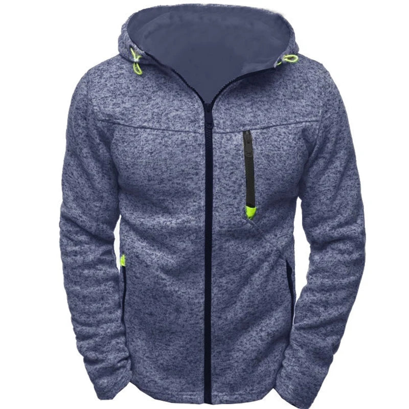 Men's Full Zip Hoodie Solid Color Hooded Daily Fitness Basic Thin Fleece  Long Sleeve Sweatshirts