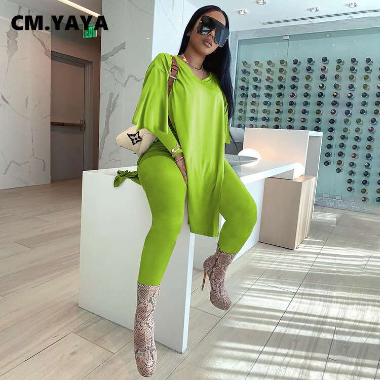 Active Sweatsuit Two 2 Piece Set for Women  Fitness Outfits Flare Sleeve Tops + Pants Set Street Tracksuit