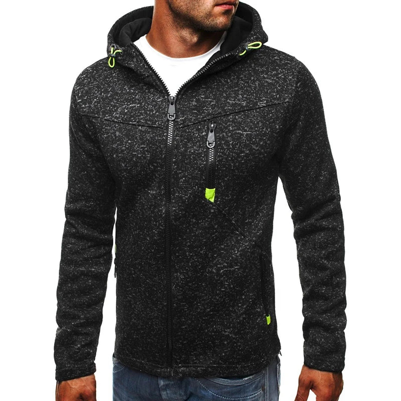 Men's Full Zip Hoodie Solid Color Hooded Daily Fitness Basic Thin Fleece  Long Sleeve Sweatshirts